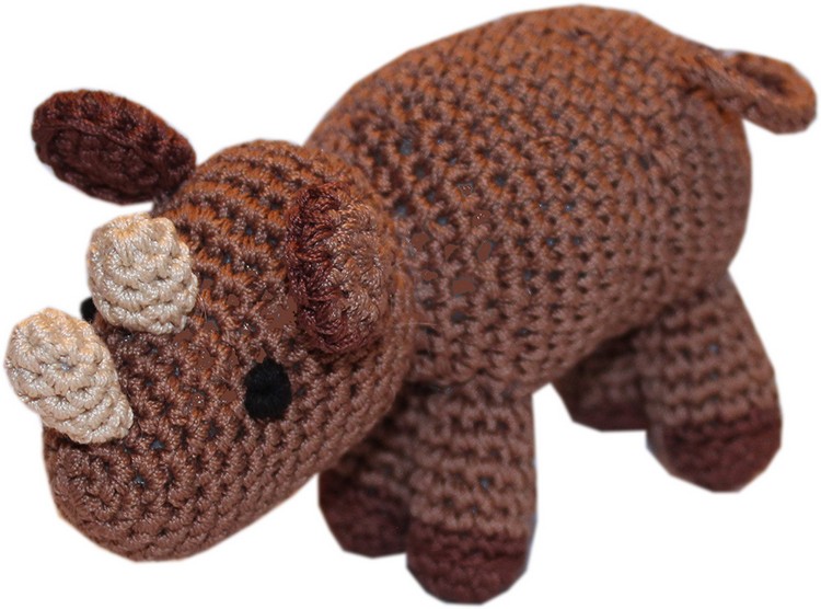 Knit Knacks Ruby the Rhino Organic Cotton Small Dog Toy